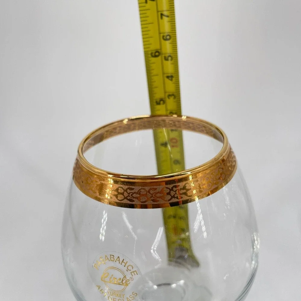 Pasabahce Pincle Turkey Gold Rim Brandy Snifter Glasses Set of 6 Art‎ of Glass